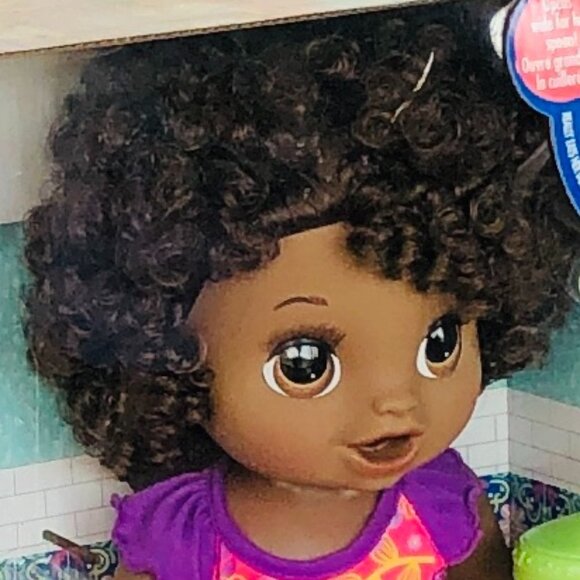 New in Box Talking Baby Alive Happy Hungry Baby Black Curly Hair Doll for Age 3+ - Picture 13 of 16